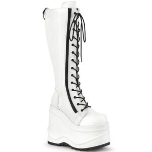 Demonia Cult Wave-200 White Vegan Leather Boot sz 7